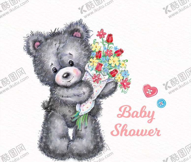 编号：50093309110502555268【酷图网】源文件下载-手绘熊迎婴派对海报