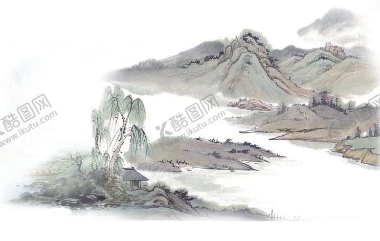 编号：65355906142137411641【酷图网】源文件下载-中国风山水水墨画