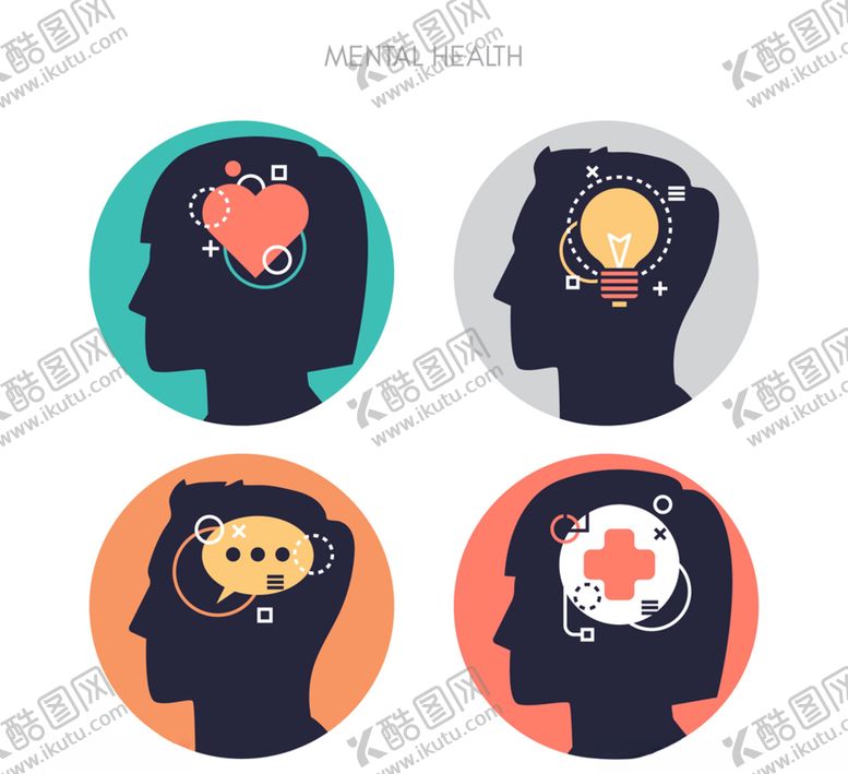 编号：78329807071337483305【酷图网】源文件下载-4款创意大脑设计矢量素材