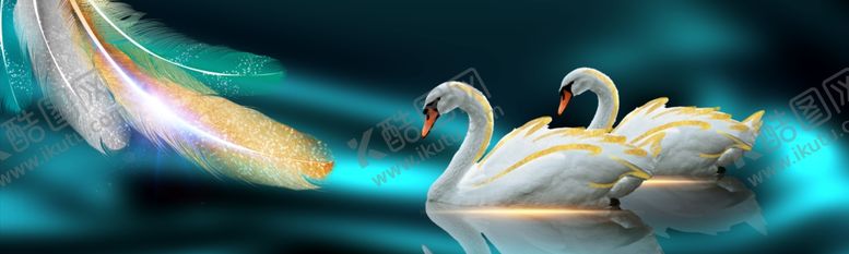 编号：81801702111420321278【酷图网】源文件下载-艺术天鹅羽毛装饰画