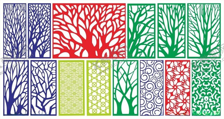 编号：70453110120122399487【酷图网】源文件下载-窗花镂空花纹屏风隔断雕花