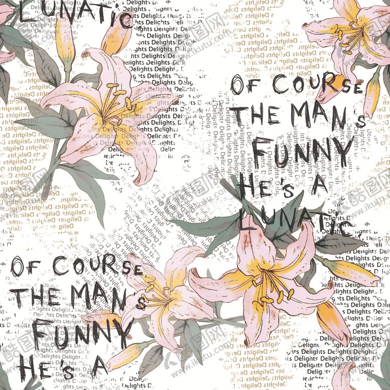 编号：44024704030839542148【酷图网】源文件下载-手绘花卉与英文文字装饰画