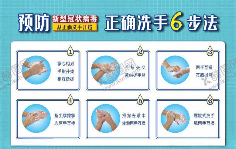 编号：64788110071748472963【酷图网】源文件下载-洗手6步法