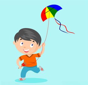 放风筝的小男孩小女孩免抠素材