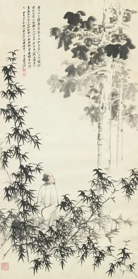张大千国画中风水墨山水