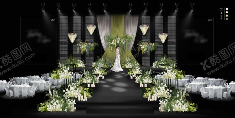 编号：36519301141855558524【酷图网】源文件下载-白绿婚礼舞台区