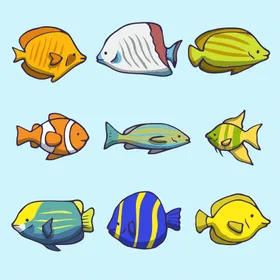 海洋生物鱼类动卡通