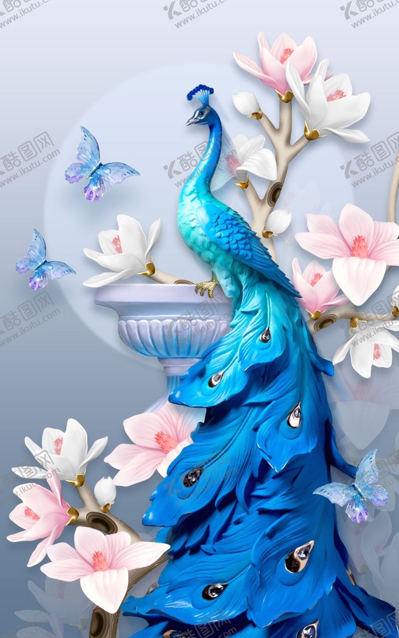 编号：44835909182203373173【酷图网】源文件下载-孔雀电视背景墙装饰画