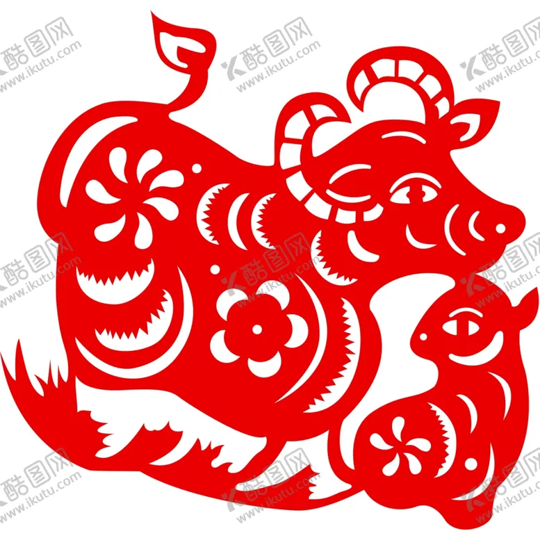 编号：35629904141104211692【酷图网】源文件下载-生肖牛剪纸