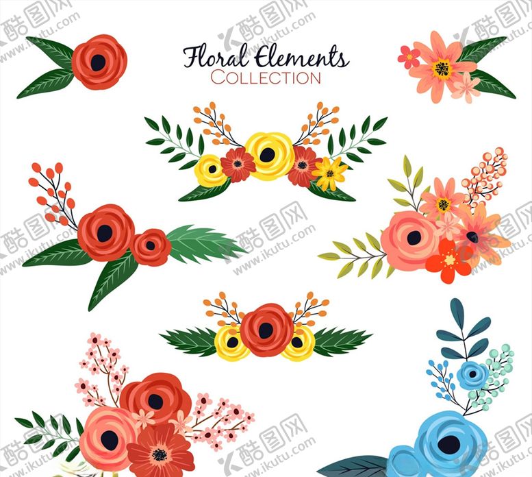编号：40574110120529239037【酷图网】源文件下载-彩色花卉设计矢量