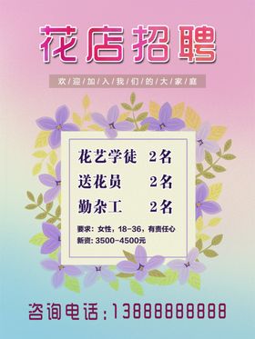 花店招聘海报图片招工花店