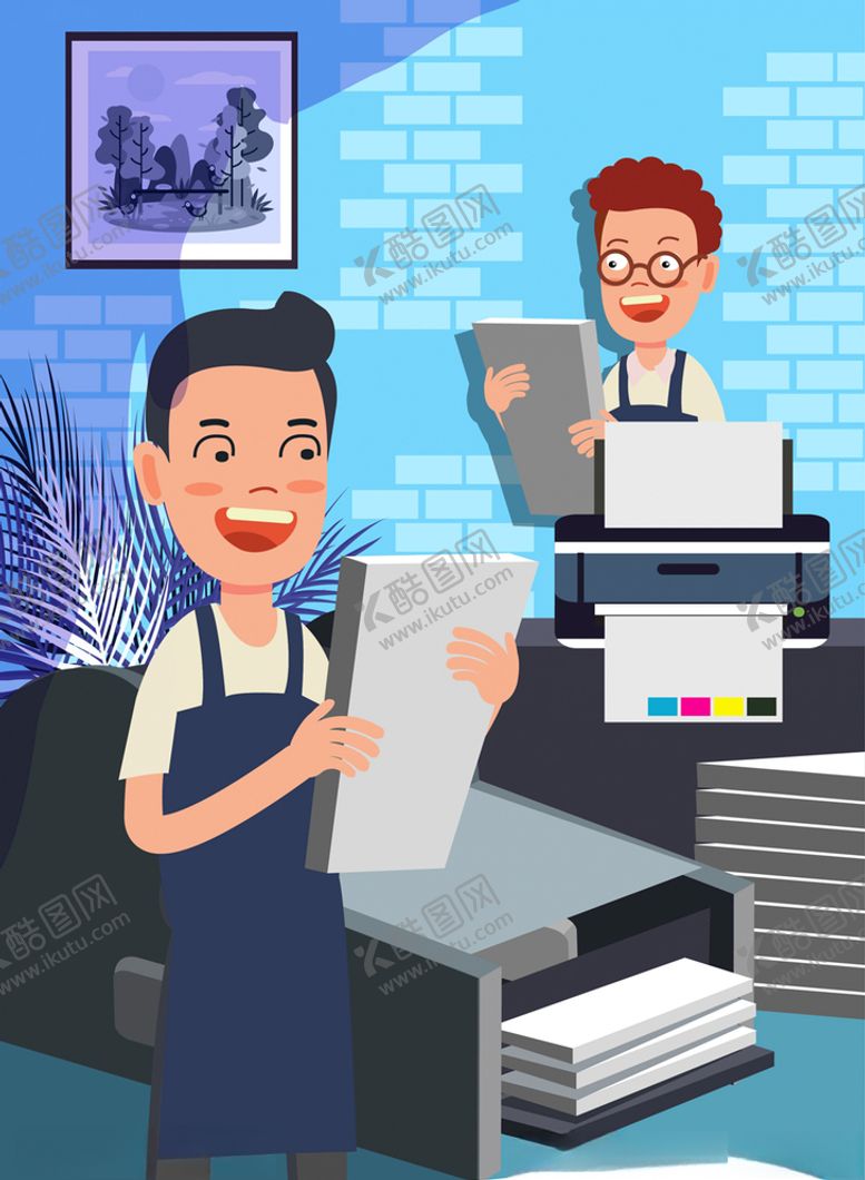 编号：12236810151859532975【酷图网】源文件下载-印刷厂男子打印室