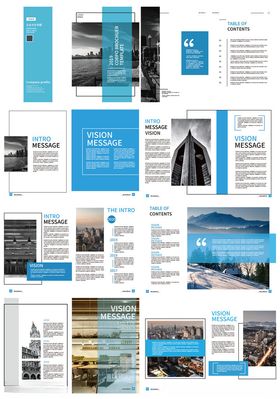 蓝色商务宣传册设计模板