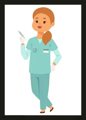 手绘医疗人物护素材