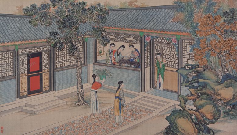 编号：21841705130636304877【酷图网】源文件下载-红楼梦场景精美工笔画