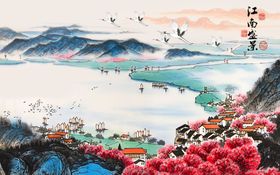 山水背景中国风江南风光