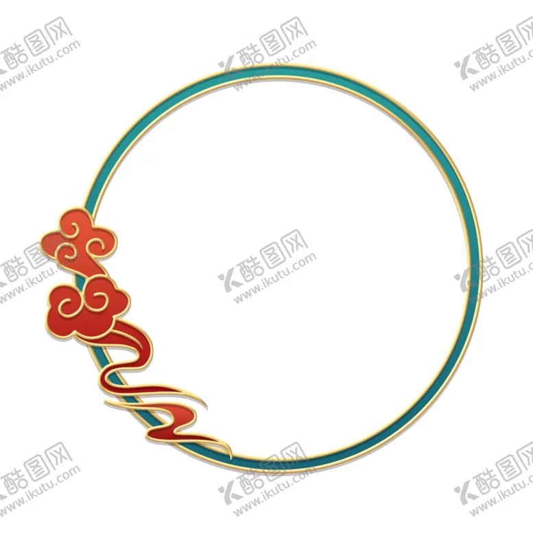 编号：31907912161052477763【酷图网】源文件下载-中国古风国潮圆形祥云边框