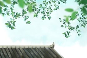 屋檐夏季古风国风传统背景素材