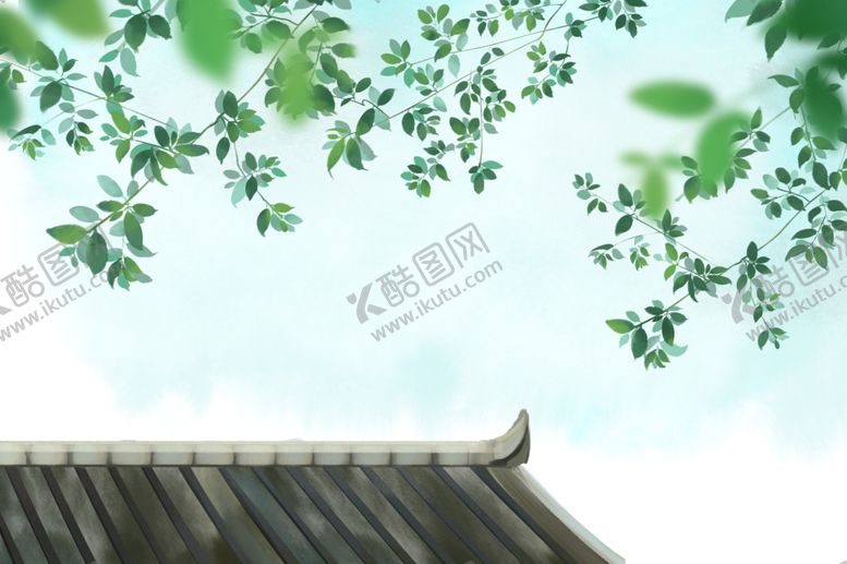 编号：68272405120617376724【酷图网】源文件下载-屋檐夏季古风国风传统背景素材