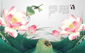 编号：42630809231355128937【酷图网】源文件下载-水墨山水简约花鸟背景客厅装饰画