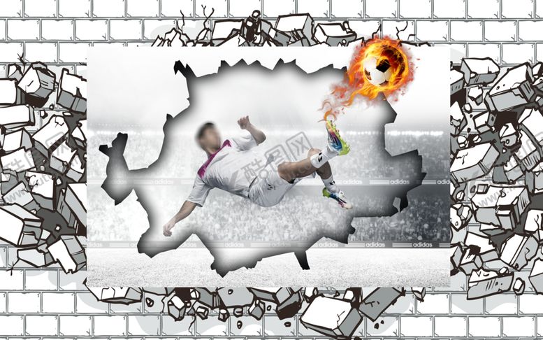 编号：97076409101434144722【酷图网】源文件下载-3d足球背景墙