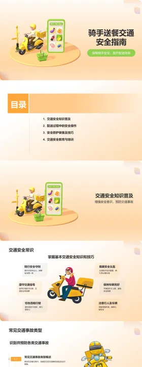 骑手送餐交通安全指南PPT