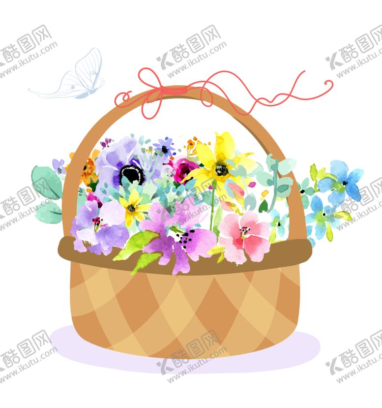 编号：17526404280204589830【酷图网】源文件下载-手绘水彩花篮