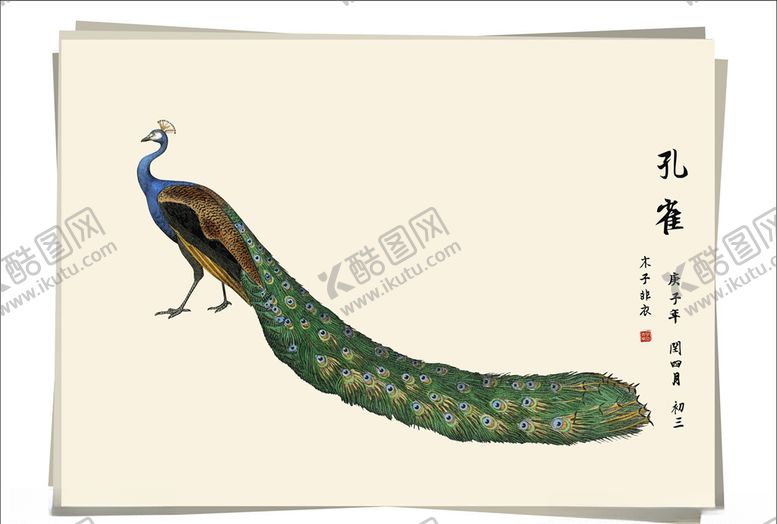 编号：22470306281603067162【酷图网】源文件下载-孔雀水墨画