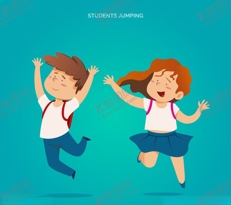 编号：49404409221922337392【酷图网】源文件下载-可爱欢呼的男女学生