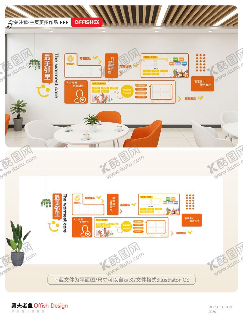 编号：42308205060550434225【酷图网】源文件下载-最美邻里社区文化墙助老志愿服务团队