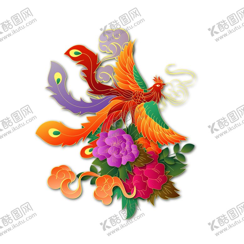 编号：90523405091302312617【酷图网】源文件下载-国潮凤凰插画