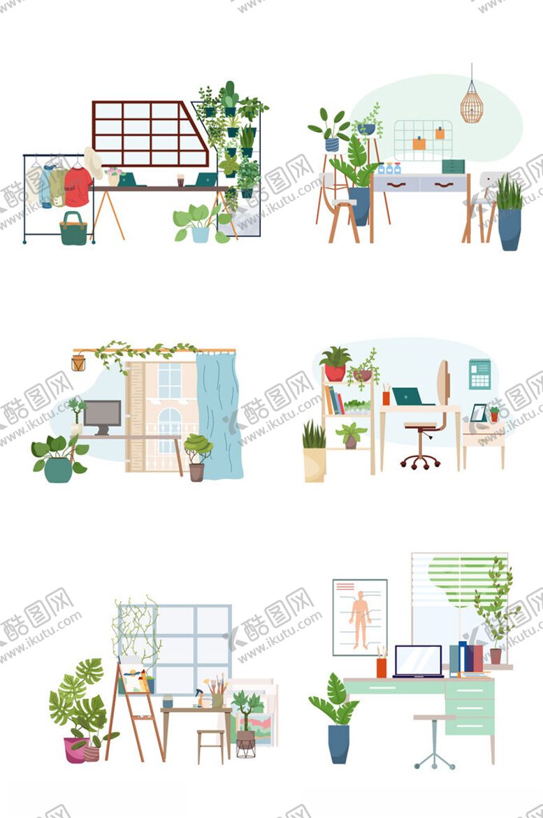 编号：46418605061736407205【酷图网】源文件下载-工作室办公室家居环境插画