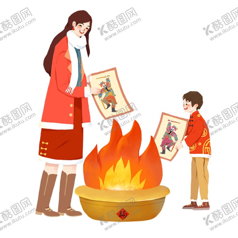 编号：49502401291754547532【酷图网】源文件下载-烧门神纸