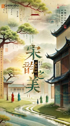 地产东方美学中式主视觉国风展板海报