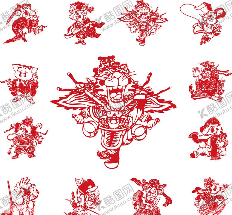 编号：77503209301953327792【酷图网】源文件下载-抽象十二生肖人物形象