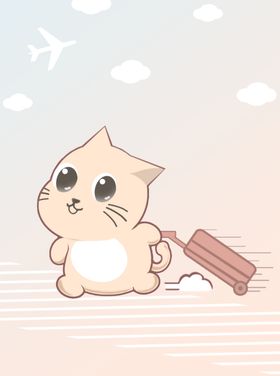 可爱卡通躲雨猫插画