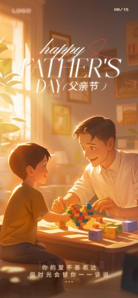 温馨氛围父亲节海报
