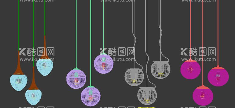 编号：11275310151632089173【酷图网】源文件下载-现代时尚吊灯灯具组合3D模型