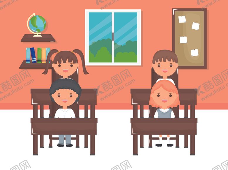 编号：47503109201750149372【酷图网】源文件下载-学生学校生活场景插画