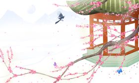春天素材节气刷屏暖花开手绘