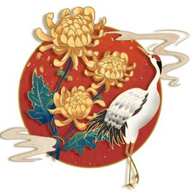 国潮素材封面中风背景元