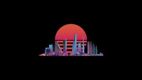 彩色城市插画卡通背景