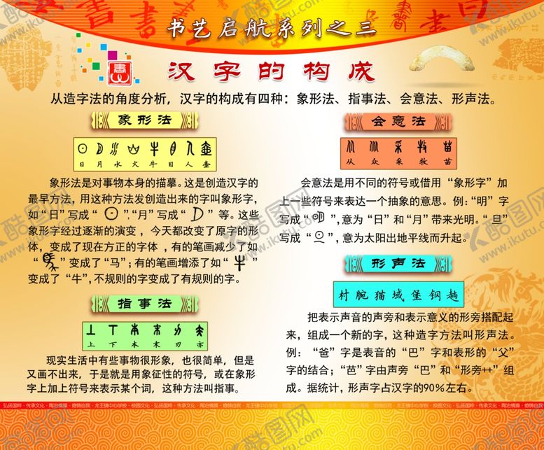 编号：48179310241457122458【酷图网】源文件下载-书法艺术汉字的构成