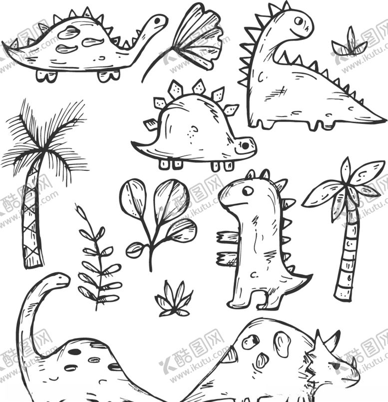 编号：78906609220847577693【酷图网】源文件下载-卡通抽象恐龙