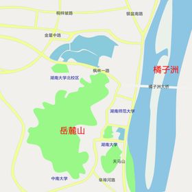 长沙橘子洲头岳麓山简略图