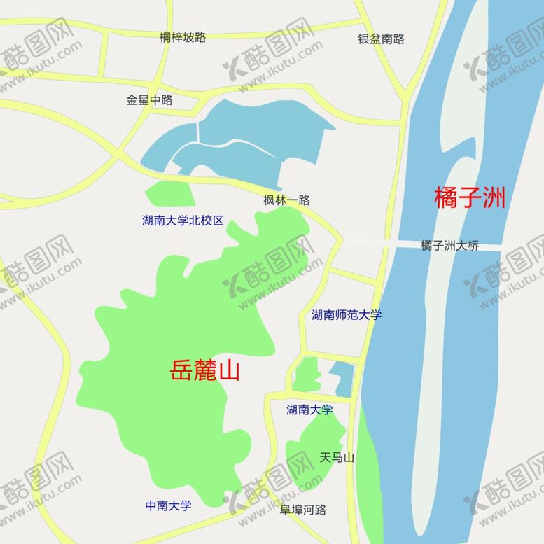 编号：90738207020900238375【酷图网】源文件下载-长沙橘子洲头岳麓山简略图
