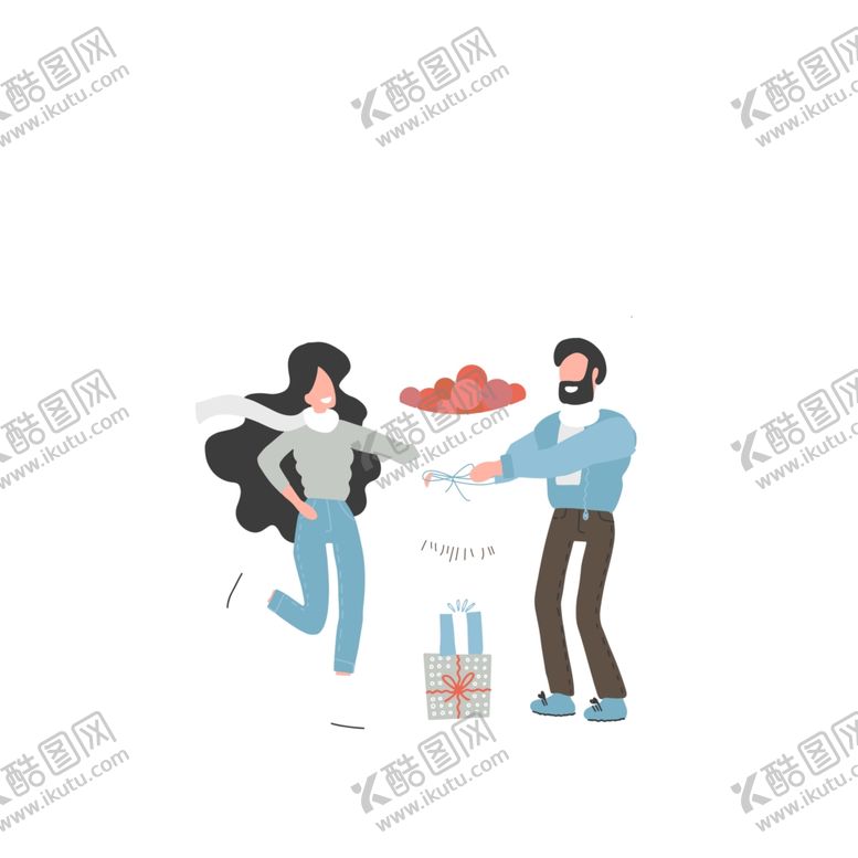 编号：84587307070422361977【酷图网】源文件下载-简约扁平情人节520情侣