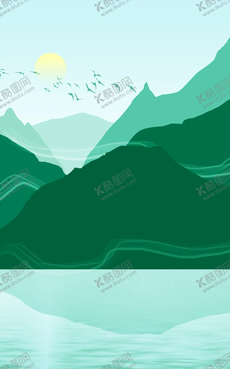 编号：41962309162136379013【酷图网】源文件下载-水彩山脉高清艺术画 