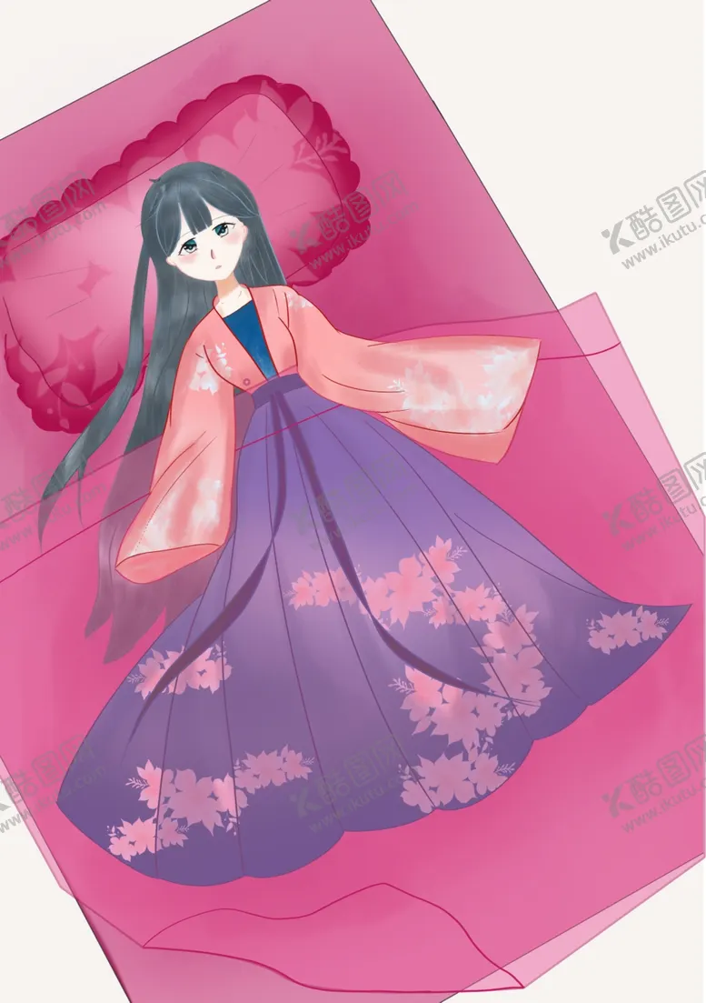 编号：17407702260021211722【酷图网】源文件下载-躺在床上的少女