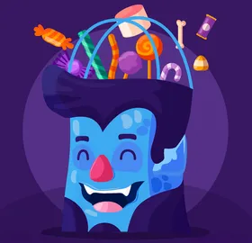 万圣节糖果篮子西方传统日卡通水彩
